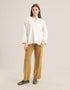 Sweater with round neckline with slits